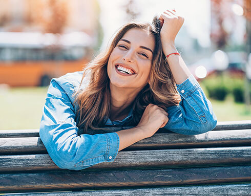 a woman smiling