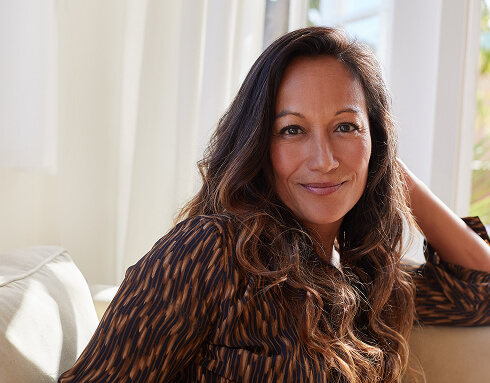 woman slightly smiling