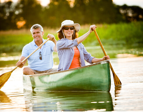 a couple canoeing